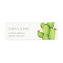 緑の水色の砂漠サボテン花のアドレス ラベル