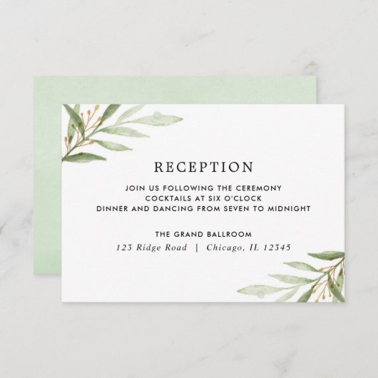 緑の水色の緑の金ゴールド離れ披露宴 エンクロージャーカード (正面/裏面)