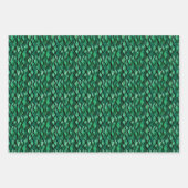緑の水色の黒い波線 ラッピングペーパーシート (正面)