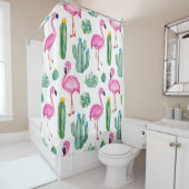 緑の水色サボテンなどのシームレスなパターン シャワーカーテン (インサイチュ)