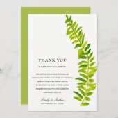 緑の水色シダの葉ありがとう サンキューカード (正面/裏面)