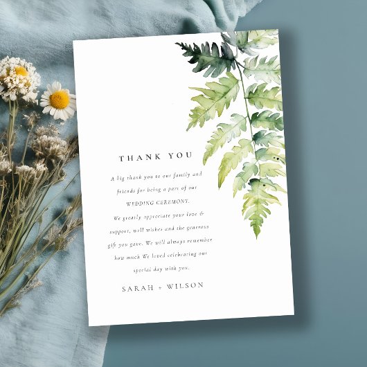 緑の水色シダの葉ありがとう サンキューカード