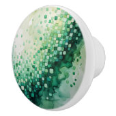 緑の水色チェッカーボード正方形の濃淡 セラミックノブ (右)