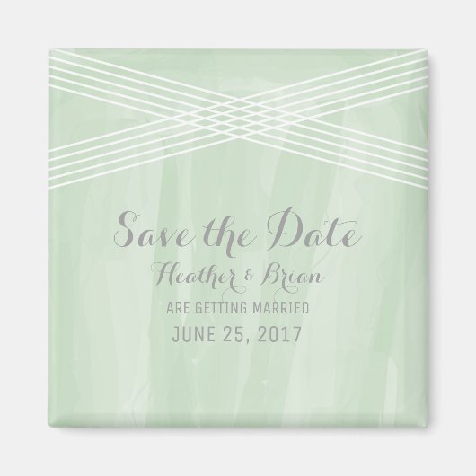 緑の水色デコ日付を保存 マグネット (正面)