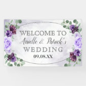 緑の水色フローラ紫エレガントな結婚式 横断幕 (横)