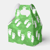 緑の水色ベビーシャワー足跡パターン フェイバーボックス (裏面サイド)