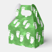 緑の水色ベビーシャワー足跡パターン フェイバーボックス (正面サイド)