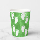 緑の水色ベビーシャワー足跡パターン 紙コップ (右)