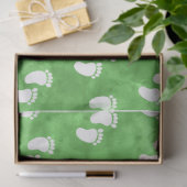 緑の水色ベビーシャワー足跡パターン 薄葉紙 (ギフト)