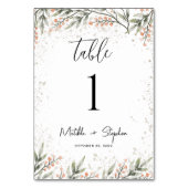 緑の水色葉パーソナライズされた テーブルナンバー (裏面)