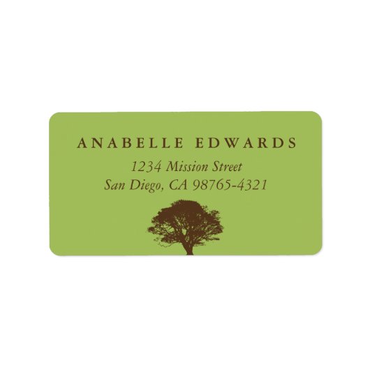 緑の永遠のオークの木の封筒用シールアドレス ラベル (正面)