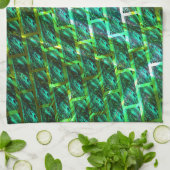 緑の汚れ、傷つき、格子か違うれんがか？ キッチンタオル (折り畳み)