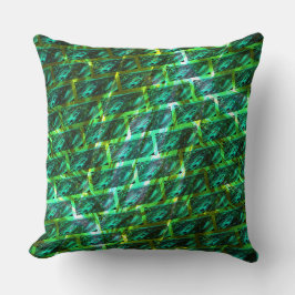 緑の汚れ、傷つき、格子か違うれんがか？ クッション