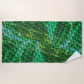 緑の汚れ、傷つき、格子か違うれんがか？ ビーチタオル (正面)