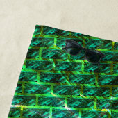 緑の汚れ、傷つき、格子か違うれんがか？ ビーチタオル (インサイチュ)