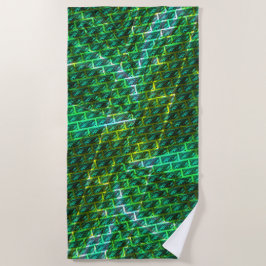 緑の汚れ、傷つき、格子か違うれんがか？ ビーチタオル