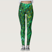 緑の汚れ、傷つき、格子か違うれんがか？ レギンス (正面)