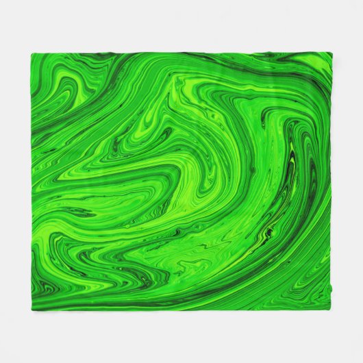 緑の油絵を描抽象芸術背景油絵を描gre フリースブランケット (正面(横))