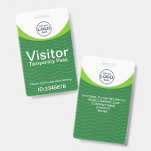緑の法人訪問者IDカスタムロゴ バッジ (正面＆裏面)