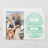 緑の泡タイポグラフィのクリスマスの休日の写真 シーズンカード (正面)