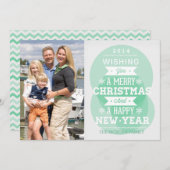緑の泡タイポグラフィのクリスマスの休日の写真 シーズンカード (正面/裏面)