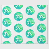 緑の波のパターン ラッピングペーパー (フラット)