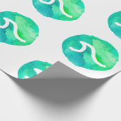 緑の波のパターン ラッピングペーパー (角)