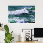 緑の波プリントと聖なる書物、 経典詩 ポスター (ホームオフィス)