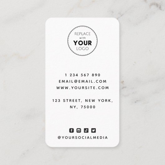 緑の波状ヘアスタイリスト追加ロゴのソーシャルメディア 名刺 (裏面)