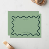 緑の波線ありがとう ノートカード (正面/裏面インサイチュ)