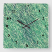 緑の波 スクエア壁時計 (正面)