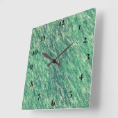 緑の波 スクエア壁時計 (傾斜)