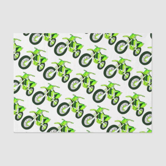 緑の泥付きバイクのバイクカスタムの色の背景 薄葉紙 (正面)