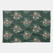 緑の洋梨の木にヒヨリドリのクリスマス・キャロル キッチンタオル (横)