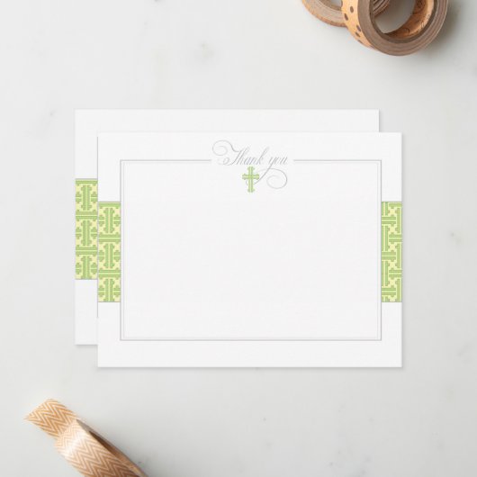緑の洗礼平たい箱はノート感謝していしています ノートカード (正面/裏面インサイチュ)
