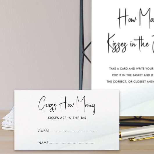 緑の洗面ブライダルシャワーゲームカードの数を推測 アドバイスカード