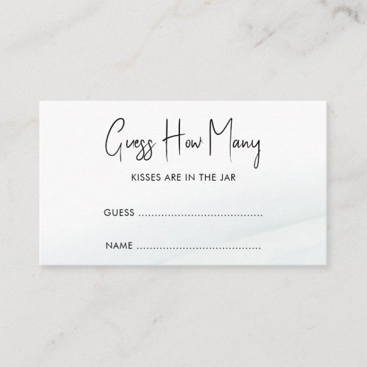 緑の洗面ブライダルシャワーゲームカードの数を推測 アドバイスカード (正面)