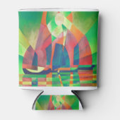 緑の海とキュービスト抽象芸術ジャンクス 缶クーラー (正面)