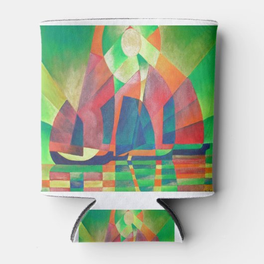 緑の海とキュービスト抽象芸術ジャンクス 缶クーラー (正面)