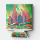 緑の海とキュービスト抽象芸術ジャンクス 缶クーラー (裏面)