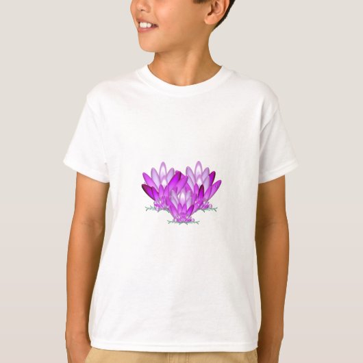 緑の海辺に咲く蓮の花 Tシャツ (正面)