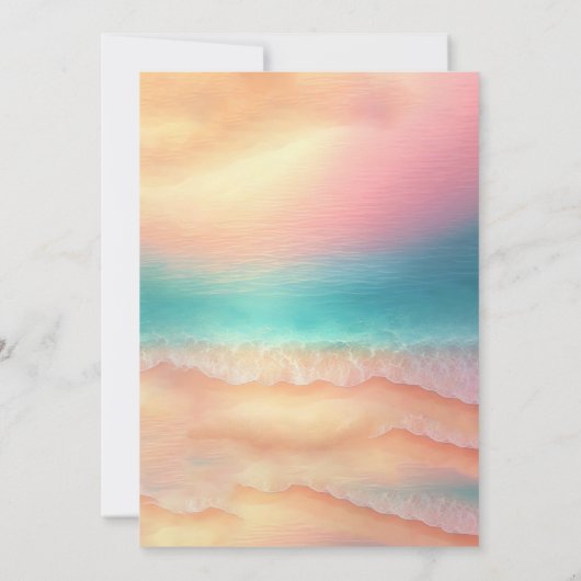 緑の海辺の水彩画署名サニー セーブザデート (裏面)