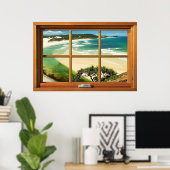 緑の海6ペイン木製の窓の幻想 ポスター (ホームオフィス)