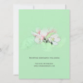 緑の淡いピンクのリンゴ結婚の花 招待状 (裏面)