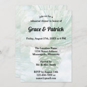 緑の淡い色の冬の松コーンリハーサルディナー 招待状 (正面/裏面)