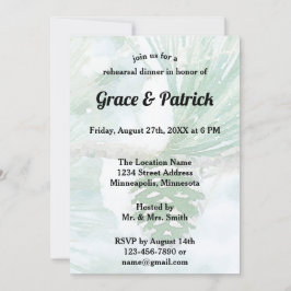 緑の淡い色の冬の松コーンリハーサルディナー 招待状