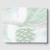 緑の淡い色の冬の松コーン水カラーブライダル ゲストブック (裏面)