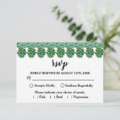 緑の淡い色の冬の松コーン水カラーブライダル 出欠カード (スタンド正面)