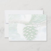 緑の淡い色の冬の松コーン水カラーブライダル 出欠カード (裏面)