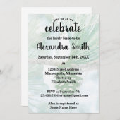 緑の淡い色の冬の松コーン水カラーブライダル 招待状 (正面/裏面)